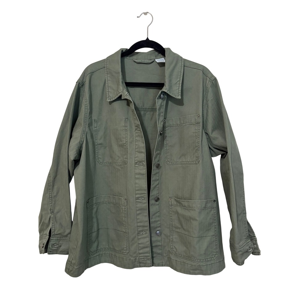 Time and Tru Womens Olive Green Cotton Herringbone Chore Jacket XL 16-18 NWT